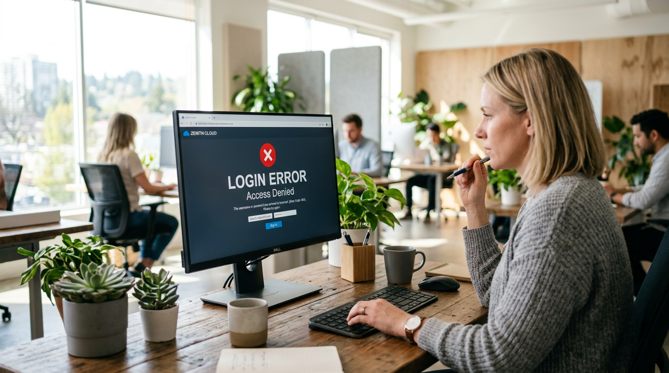 Authentication error details on a security screen
